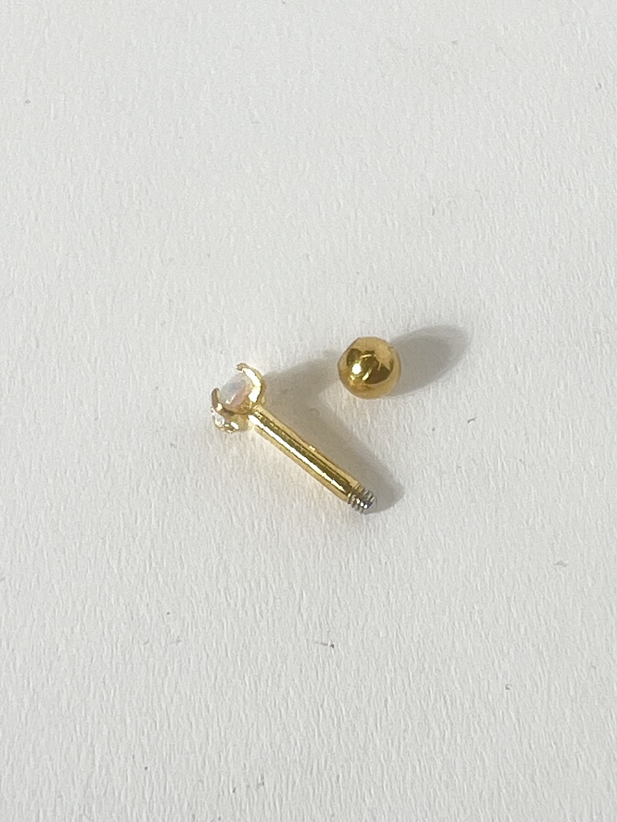 16G オーロラカラーストーンストレートバーベルボディピアス(ホワイト) - 画像 (3)