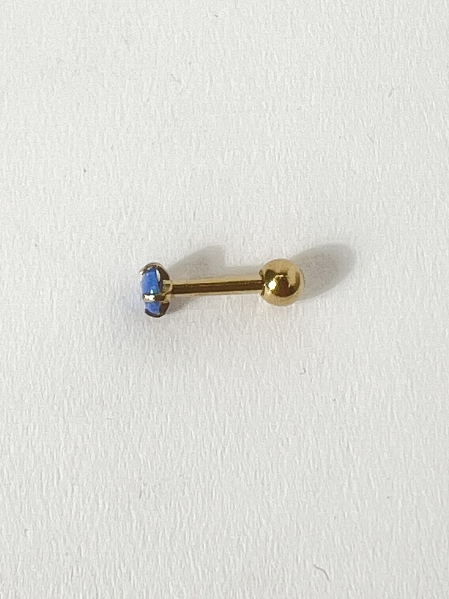 16G オーロラカラーストーンストレートバーベルボディピアス(ブルー) - 画像 (2)